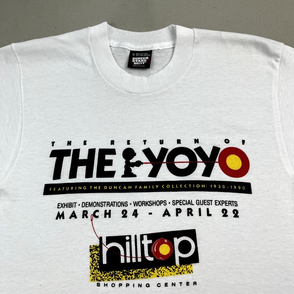 Vintage Yo-Yo Toys T-Shirt Adult Small White Exhibit Collection Made in USA 90s - Picture 2 of 10